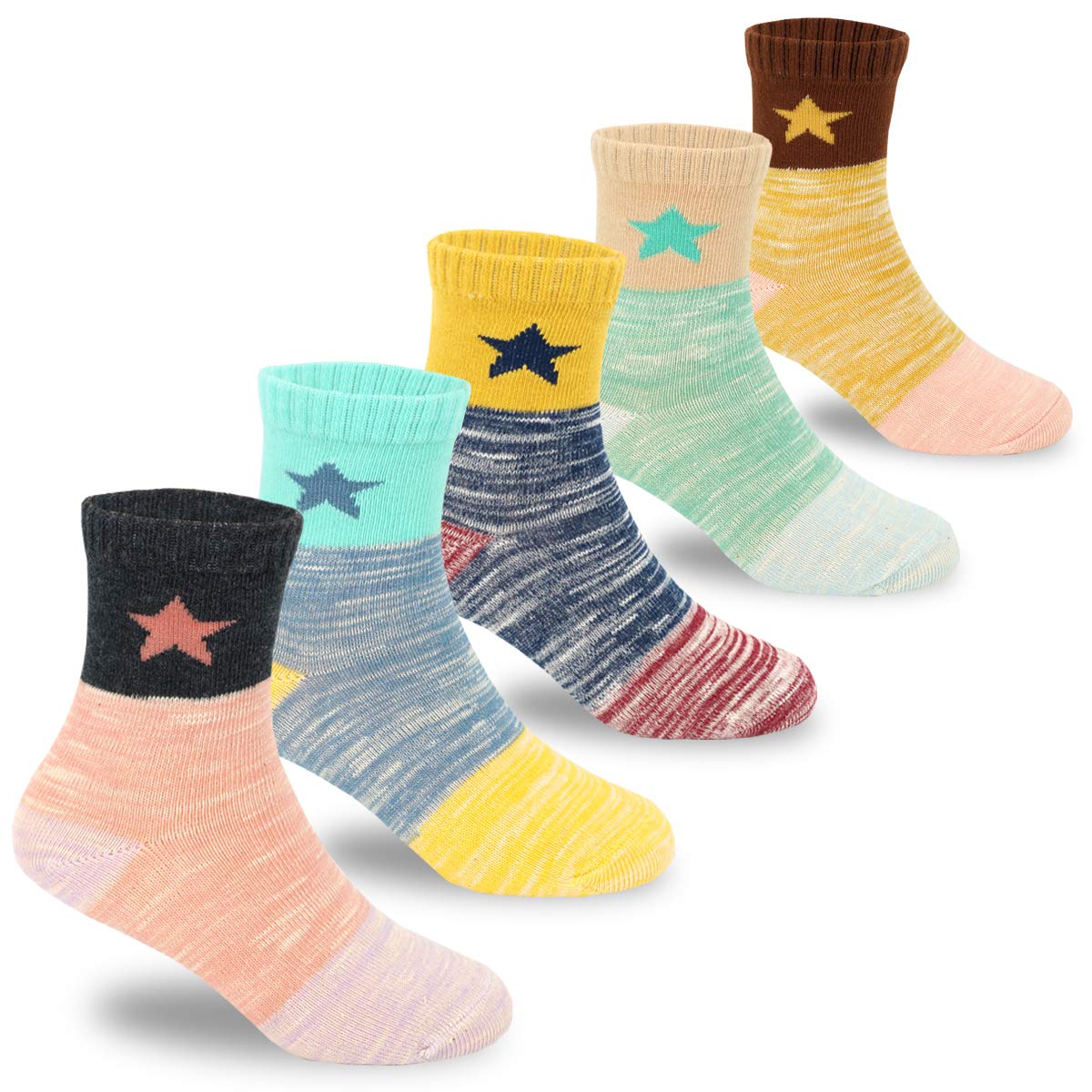 Boys Cotton Crew Socks 5-Pack - Soft Kids Socks for School, Sports & Everyday Wear | Breathable & Comfortable Toddler Socks