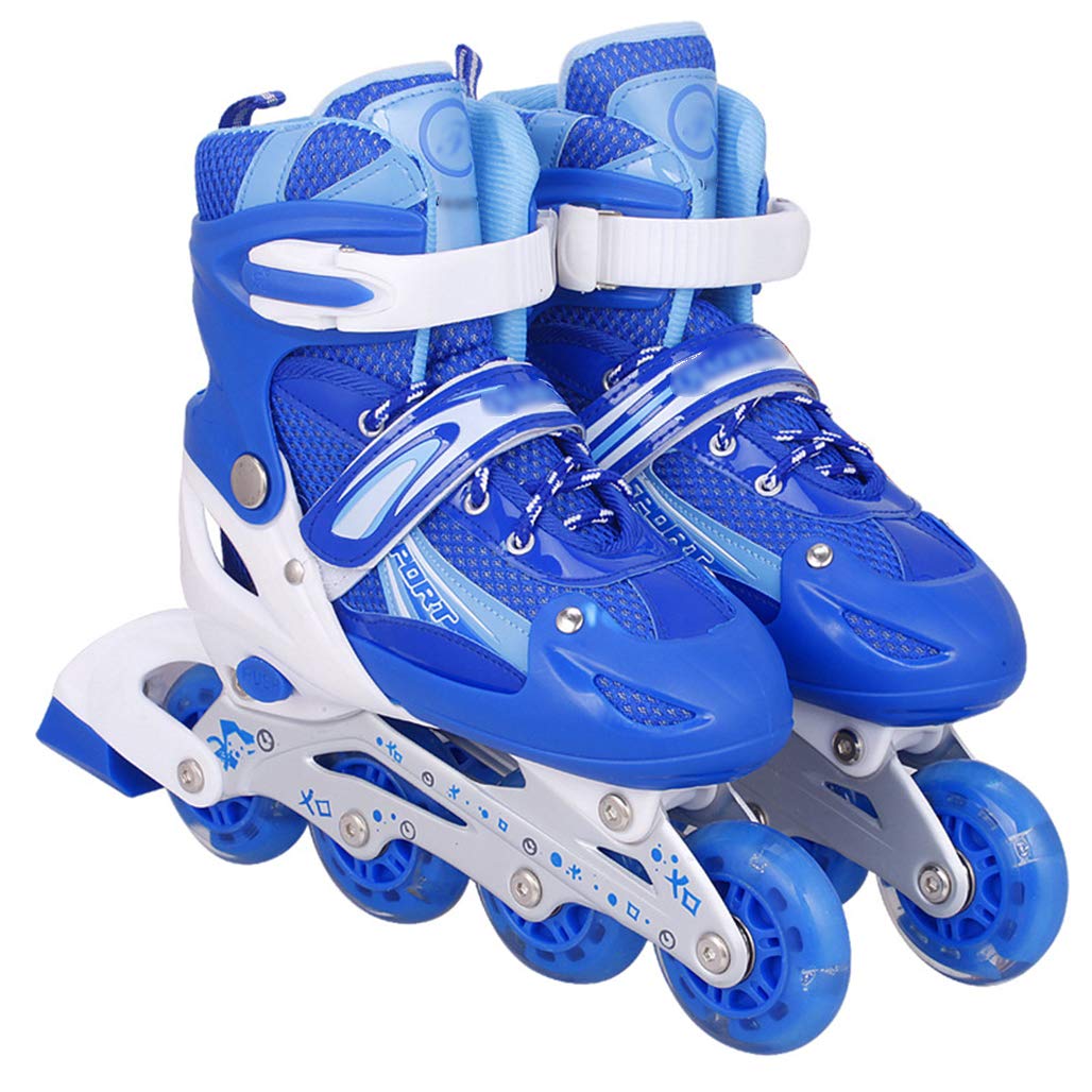 DPPAN Adjustable Kids Roller Skates with LED Lights - Safe Lock Mode, Breathable Mesh Design for Beginners - Blue Size L (38-41) - Perfect for Indoor & Outdoor Skating, Birthday Gifts, and Family Fun Activities