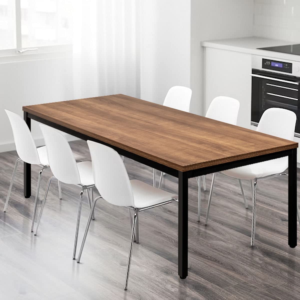 35x70 Inches Large Computer Desk & Dining Table - Sturdy Modern Office Desk for Home Office, Writing Workstation, Laptop Study Table - Walnut Finish - Perfect for Small Spaces, Remote Work & Multifunctional Use