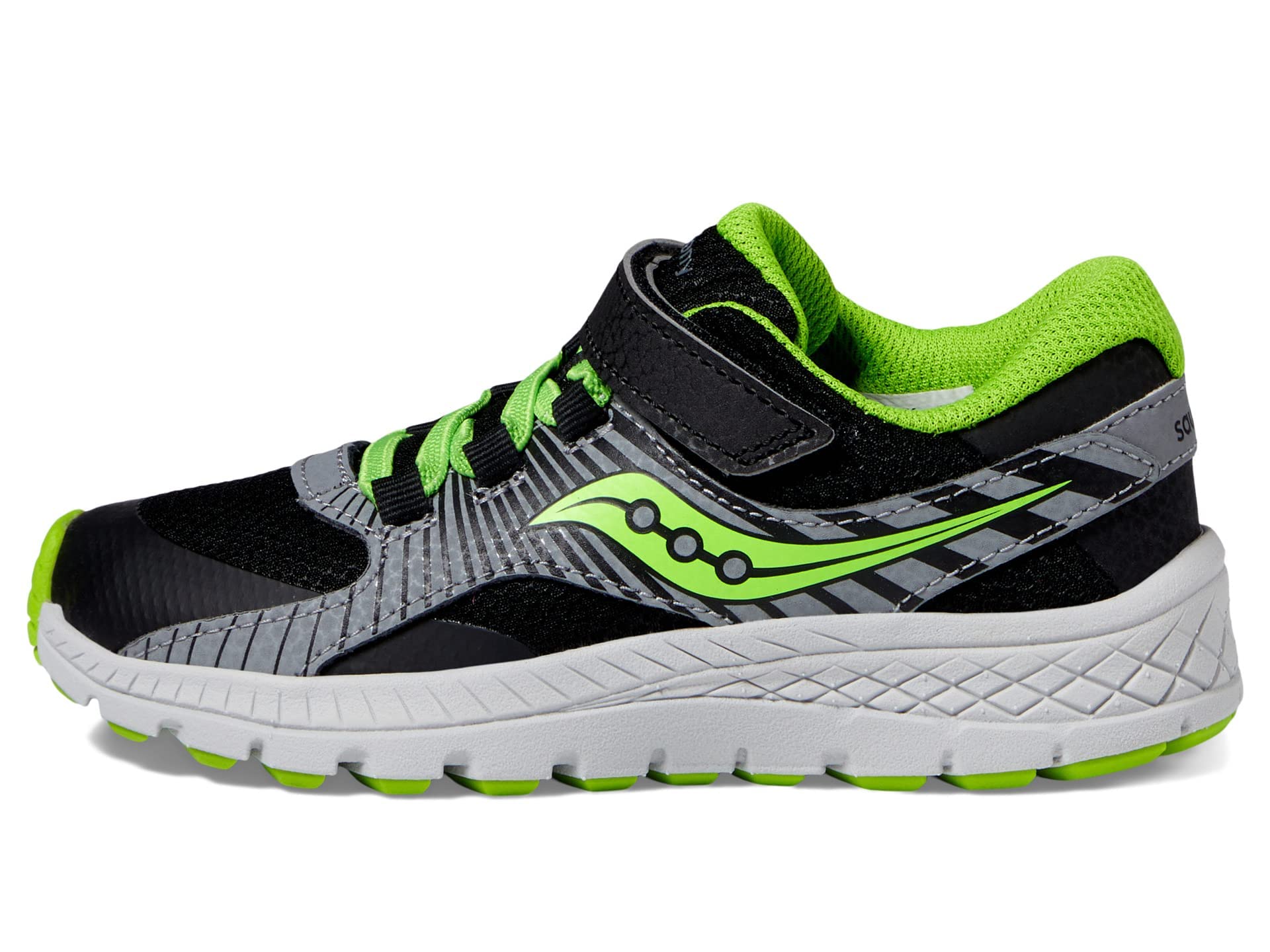Saucony Velocer A/C Sneakers for Kids - Black/Green - Size 5 Big Kid M - Lightweight Running Shoes for Boys & Girls - Perfect for School, Sports & Daily Activities