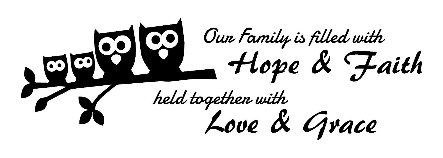 Black High-Quality Vinyl Owl Family Quote Wall Decals - Inspirational Home Decor for Kids Rooms, Nursery & Children's Bedrooms - Perfect Gift for Family & Friends (Home Decor, Wall Art, Motivational Quotes)