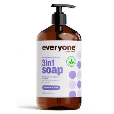3 in 1 Soap with Lavender & Aloe Vera - 32oz (946mL) Body Wash, Shampoo & Bubble Bath - Moisturizing & Relaxing for Sensitive Skin - Perfect for Shower, Bath & Travel