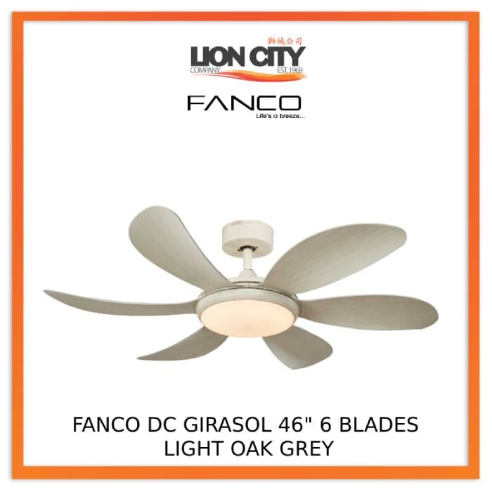 Fanco Girasol 46 Inch 6 Blades DC Ceiling Fan with Remote Control - Ultra Quiet, Energy Efficient for Bedroom, Living Room, and Office