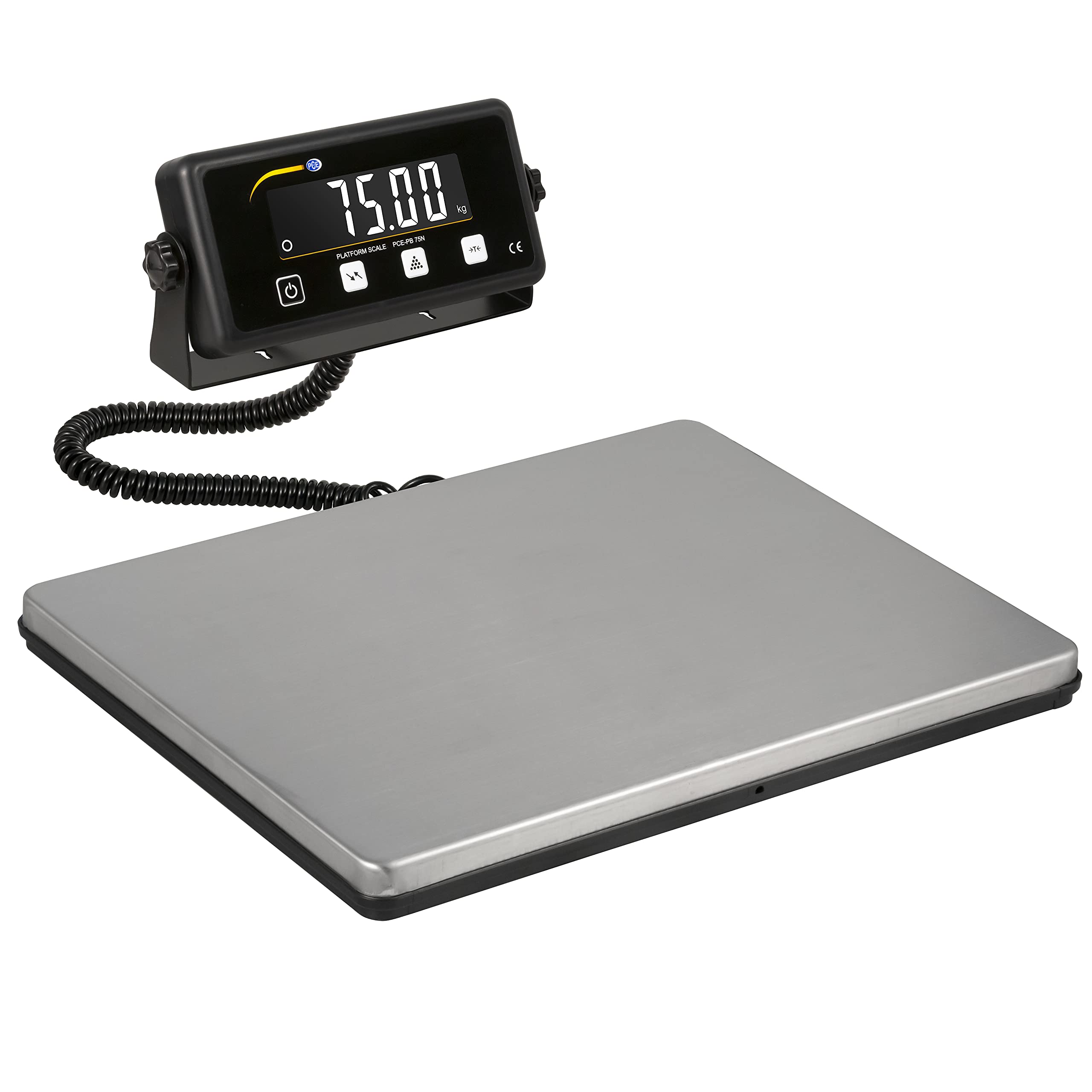 PCE-PB 75N Digital Inventory Scale with External Display - 165 lb Capacity for Warehouses, Shipping & Retail - Heavy Duty Industrial Platform Scale by PCE Instruments