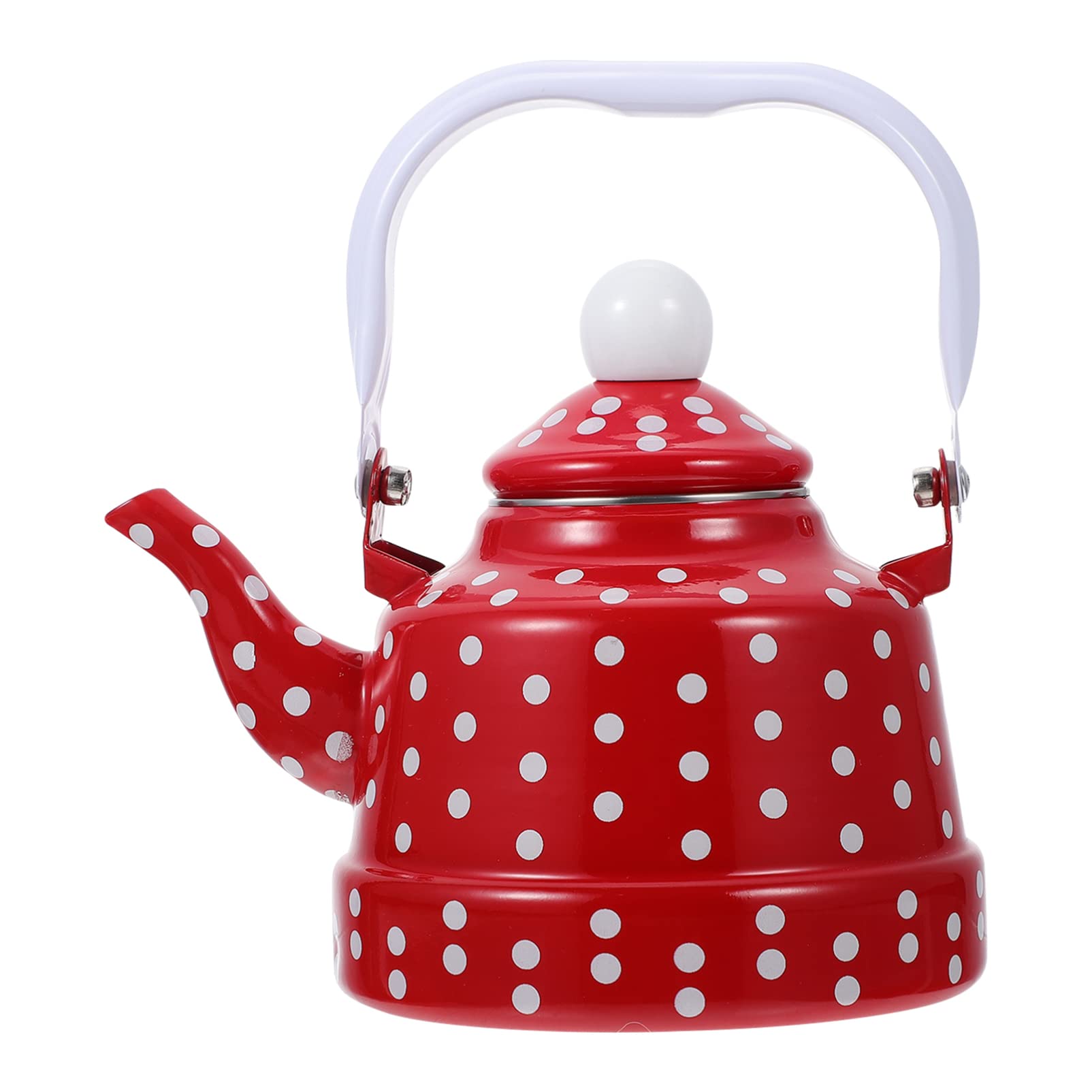 Vintage Enamel Teapot - 1.1L Stainless Steel Stovetop Kettle with Flat Bottom for Tea & Coffee | Retro Dot Design | Perfect for Stovetop, Camping & Kitchen Decor