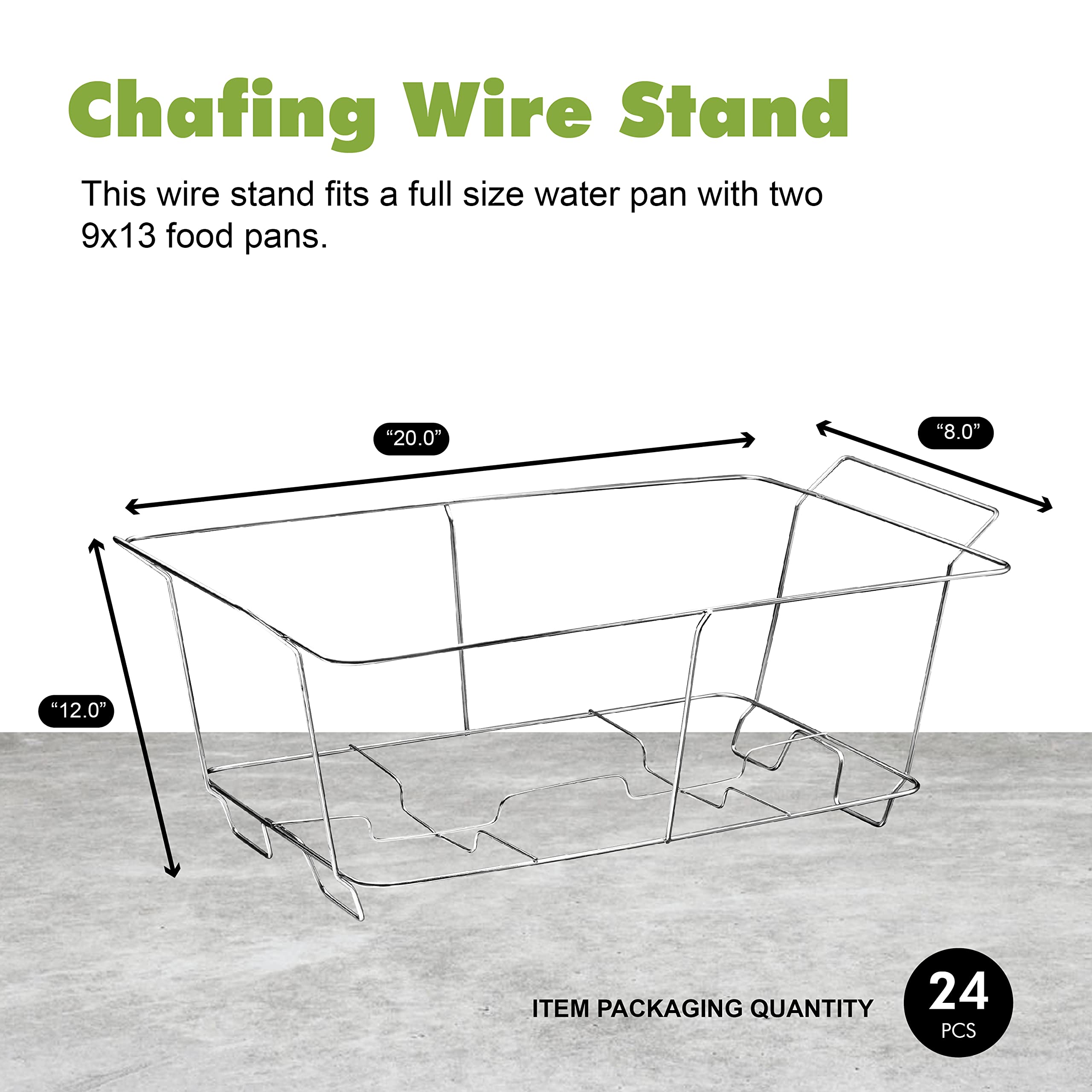 24-Pack Full-Size Chafing Wire Rack Buffet Stands for Dish Serving Trays & Food Warmers - Durable Catering Supplies for Parties, Weddings, Events & Buffet Serving (Commercial & Home Use)