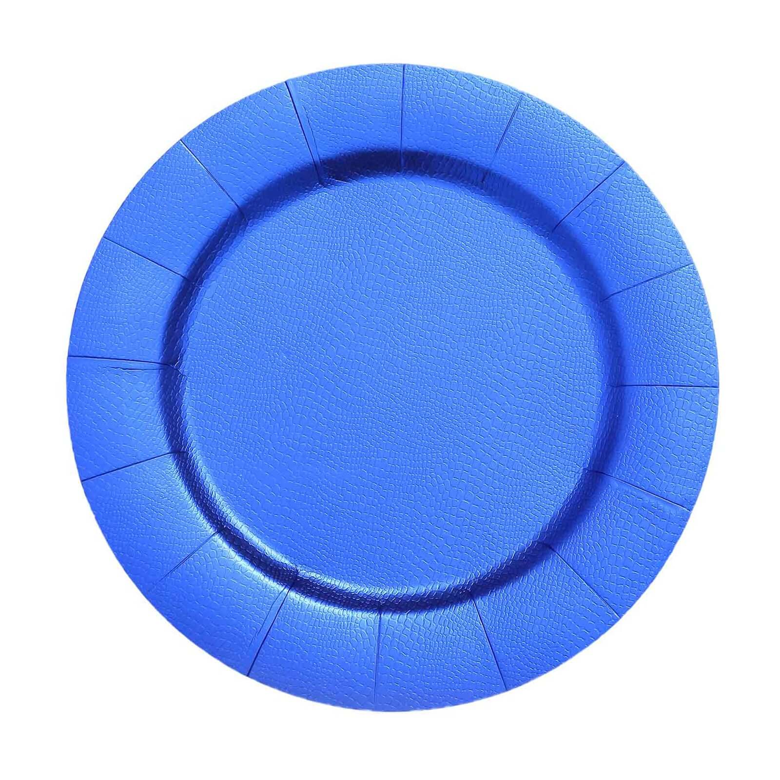 10-Pack Royal Blue Disposable Charger Plates with Leathery Texture - 13
