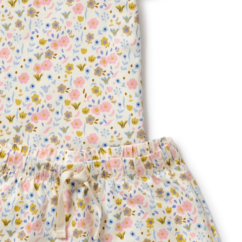 Ava Floral Organic Cotton Short Sleeve Pajama Set for Women - Soft & Breathable Sleepwear for Summer Nights, Lounge Wear, and Relaxing at Home