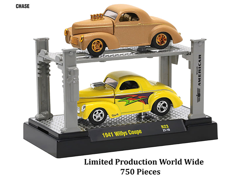 Limited Edition M2 Machines 1/64 Diecast Model Cars - Auto Lifts Set of 6 Pieces (Series 23, Limited to 6050 Worldwide) - Perfect for Collectors, Display Cases & Diorama Scenes