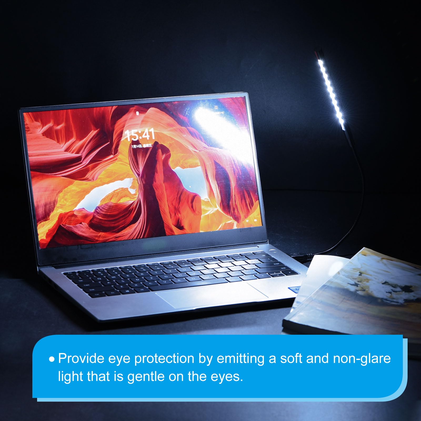 PATIKIL USB LED Keyboard Light - Flexible Gooseneck Lamp with 10 Bright Beads for Laptop, PC, Gaming & Office Use - Blue Backlight for Night Typing & Work
