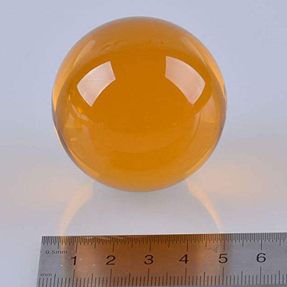 50mm/60mm/70mm/80mm/100mm Amber K9 Crystal Meditation Ball - Premium Glass Sphere for Home Decor, Yoga & Spiritual Healing (80mm with Stand)
