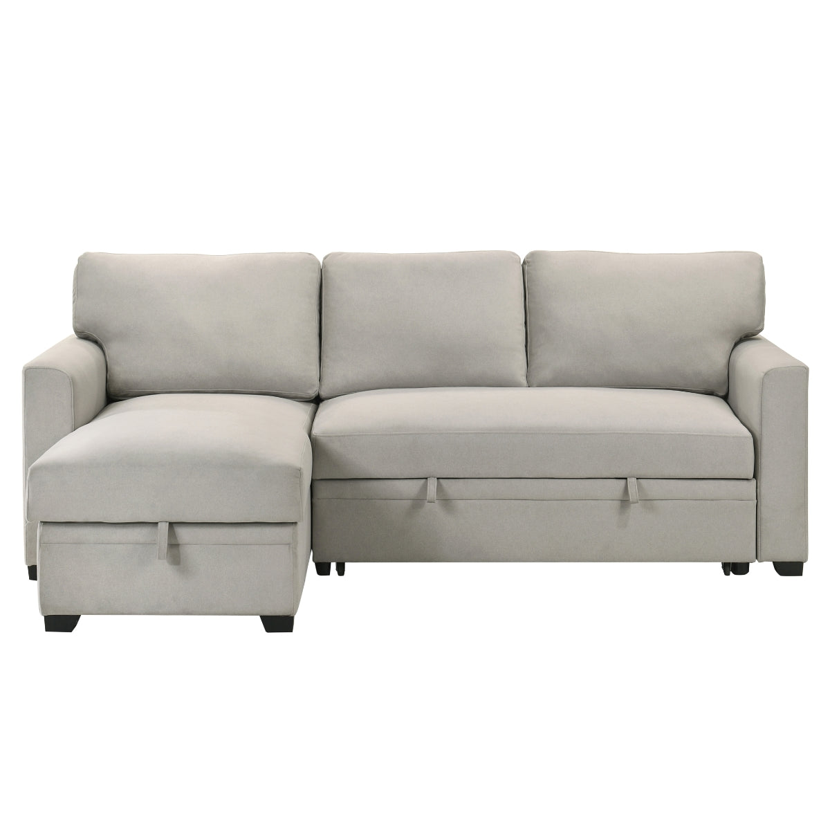 Beige 2-Piece Sectional Sofa with Pull-Out Sleeper & Reversible Storage Chaise - Perfect for Small Spaces, Guest Rooms, and Cozy Living Rooms