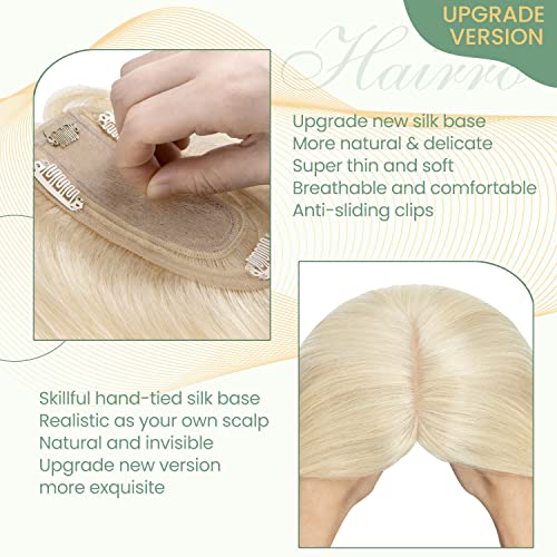 Clip in Human Hair Topper with Silk Base - Natural Looking Hairpiece for Thinning Hair - Perfect for Daily Wear, Special Occasions & Styling