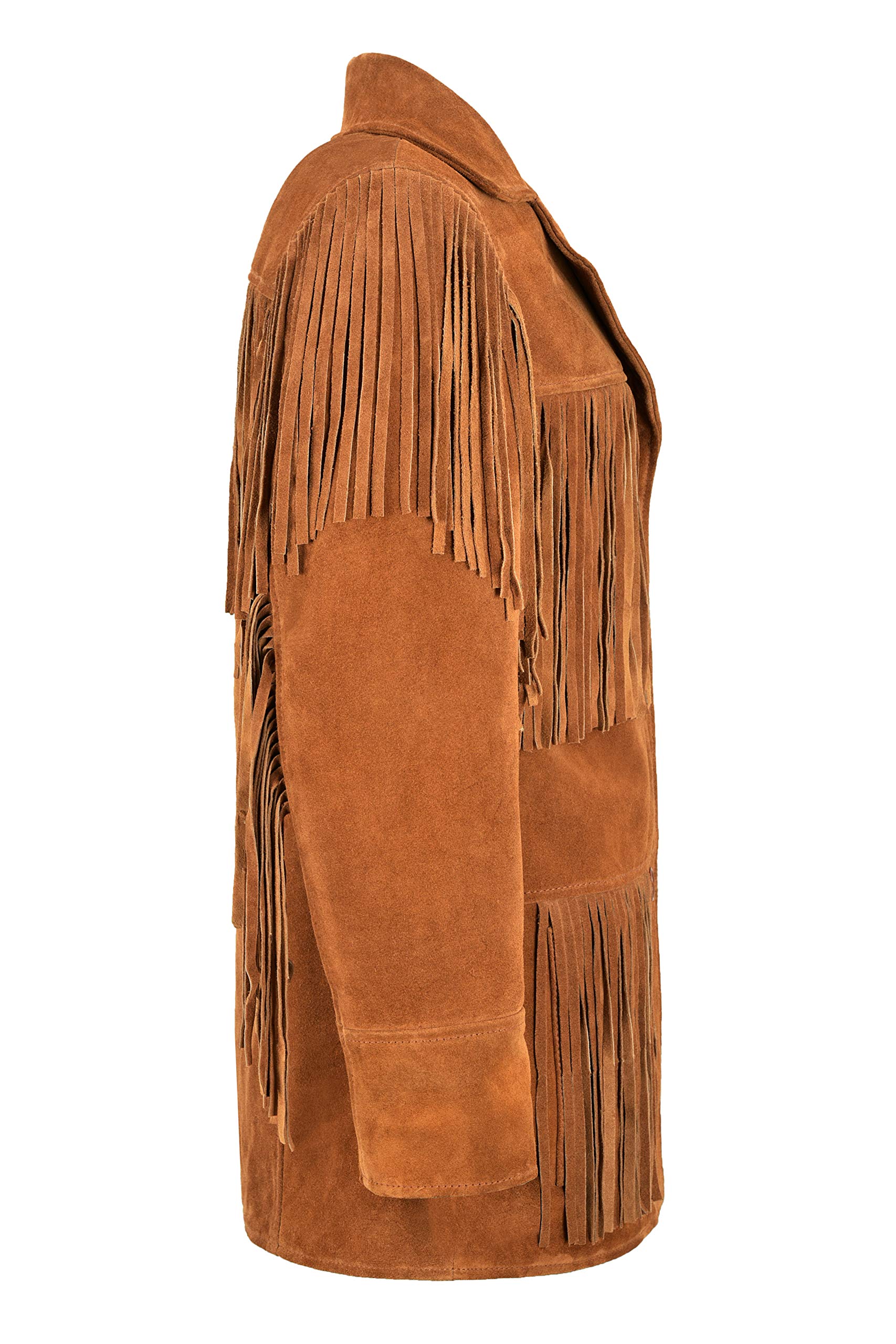 Women's Fringe Suede Leather Jacket - Tan Western Style Coat with Tassels | Vintage Cowgirl Biker Jacket for Casual Wear & Music Festivals