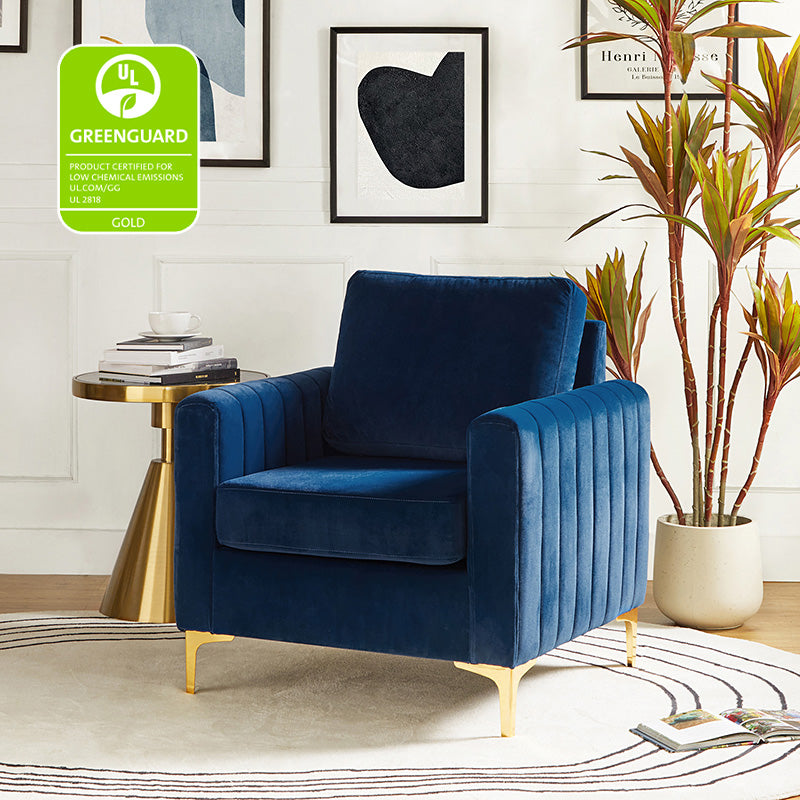 Luxury Didyme Velvet Club Armchair - Modern Accent Chair for Living Room, Bedroom & Office - Plush Upholstered Lounge Chair with Sturdy Wooden Legs - Perfect for Reading Nook, Home Theater & Cozy Spaces