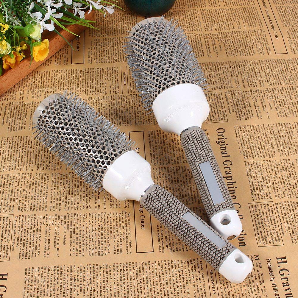 **ANGGREK 5-Size Ceramic Curling Iron Brush Set - Heat Resistant Salon & Barber Round Brushes for Curly, Tangled Hair - Perfect for Blow Drying, Styling & Salon Use (Size 19#)**