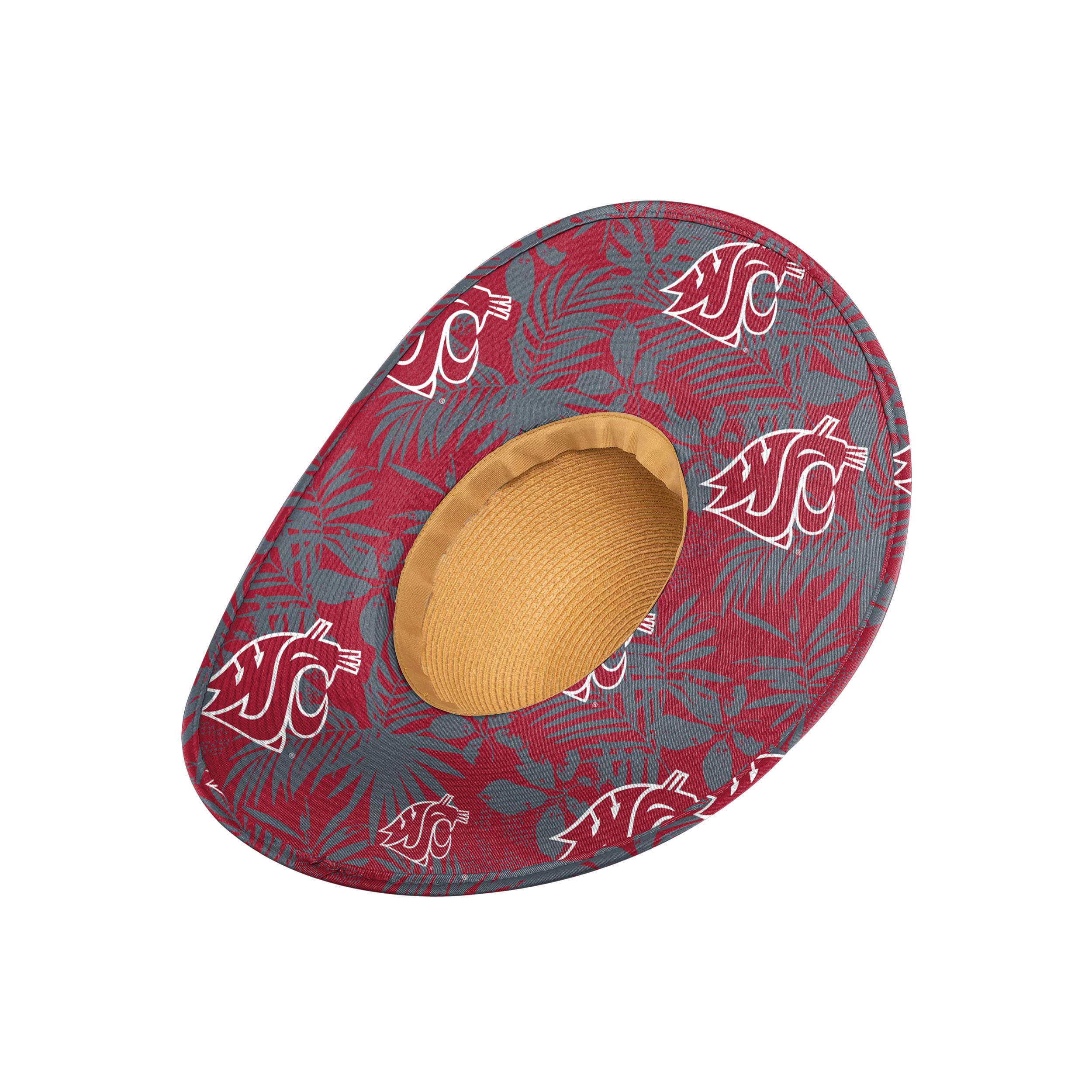 FOCO Women's NCAA Team Logo Floral Straw Sun Hat - Adjustable Wide Brim Beach Hat for Summer Outdoor Activities, Gardening, and Vacation