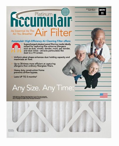 Accumulair Platinum 21.5x23x4 MERV 11 Air Filter - Furnace Filter Replacement for Home HVAC Systems - Improves Indoor Air Quality for Allergies & Dust Control