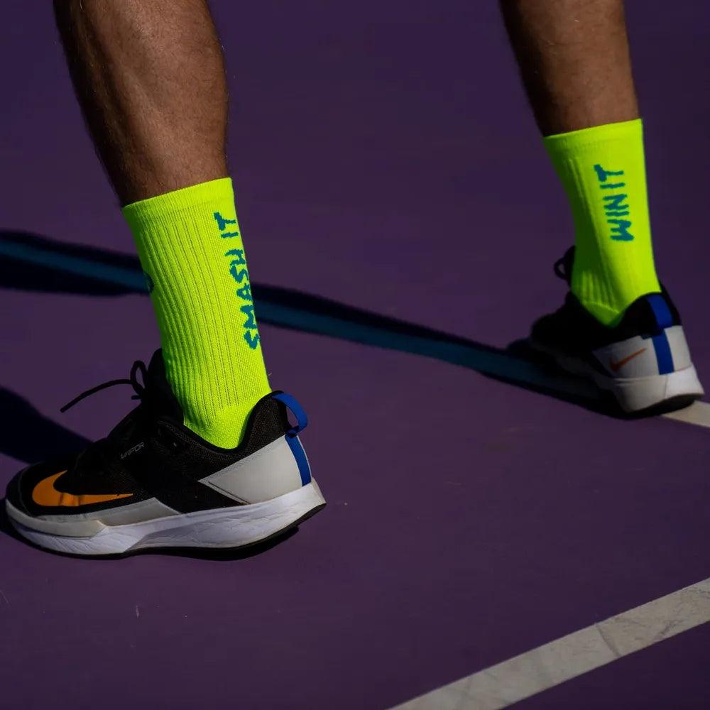 Spocks Smash It Yellow Tennis & Padel Socks - High Performance Sports Socks for Tennis, Padel & Squash Players - Perfect for Matches & Training
