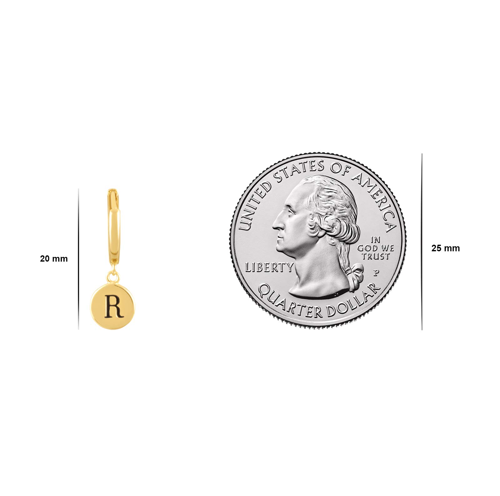 Sterling Silver 18K Gold Plated Initial Engraved Women's Huggie Earrings - Personalized Monogram Disc Hoop Earrings for Women - Perfect for Gifts, Everyday Wear & Special Occasions