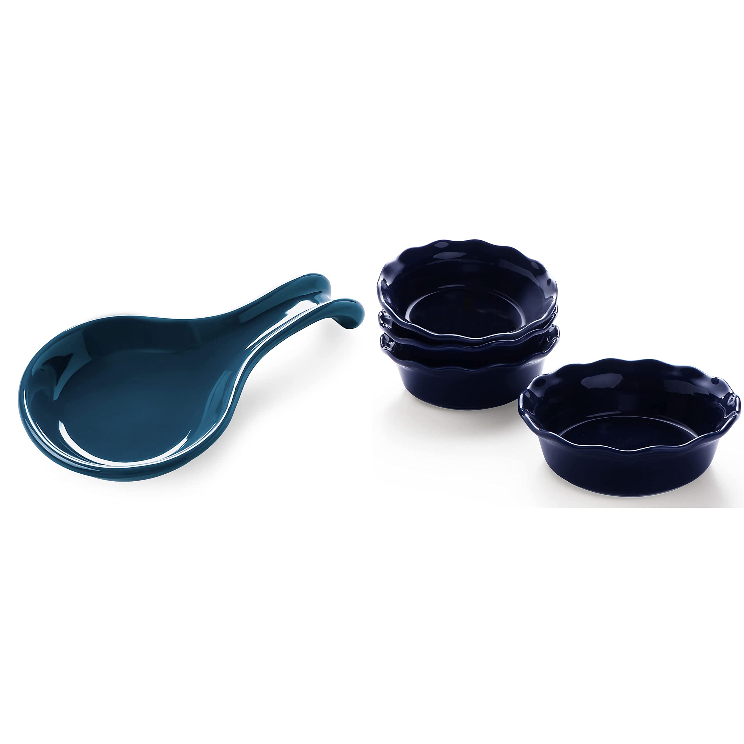 16 oz Blue Ceramic Pie Pans Set of 4 - Durable Baking Dishes for Pies, Quiches & Tarts | Perfect for Thanksgiving, Christmas & Family Gatherings