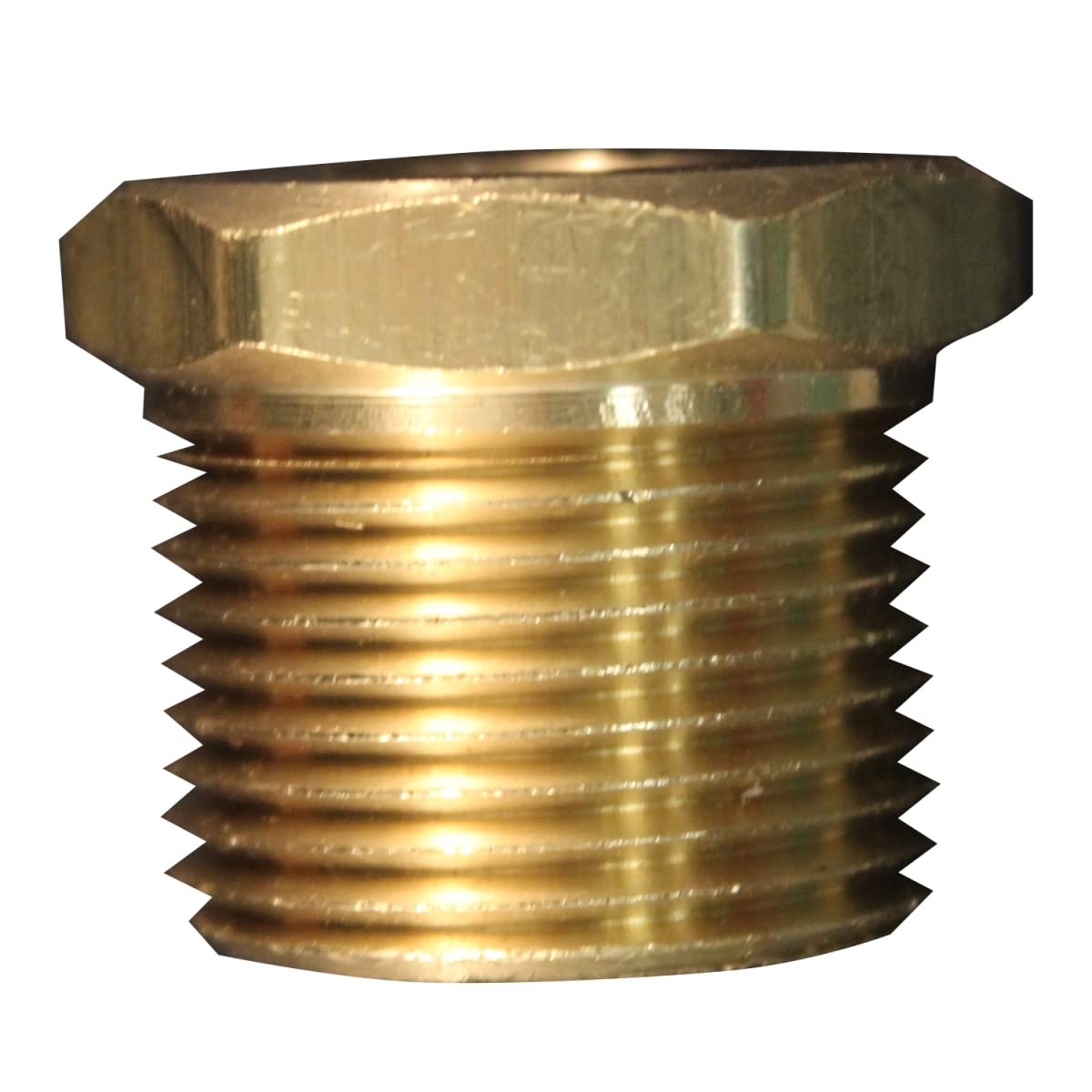 0.75 in. MNPT x 0.37 in. FNPT Brass Hose Reducer Bushing - Heavy Duty Pipe Fitting for Water, Air & Gas Lines - Plumbing, Hydraulic & Pneumatic Systems