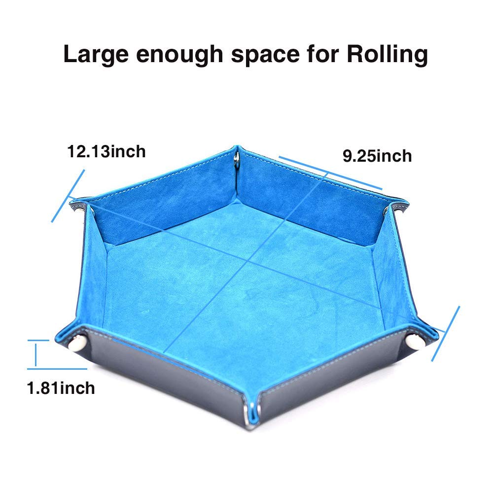 Premium PU Leather Dice Tray for DND & RPG Games - Double-Sided Folding Design with Storage Box (Peacock Blue) | Perfect for Tabletop Gaming, Dungeons & Dragons Sessions & Board Game Nights