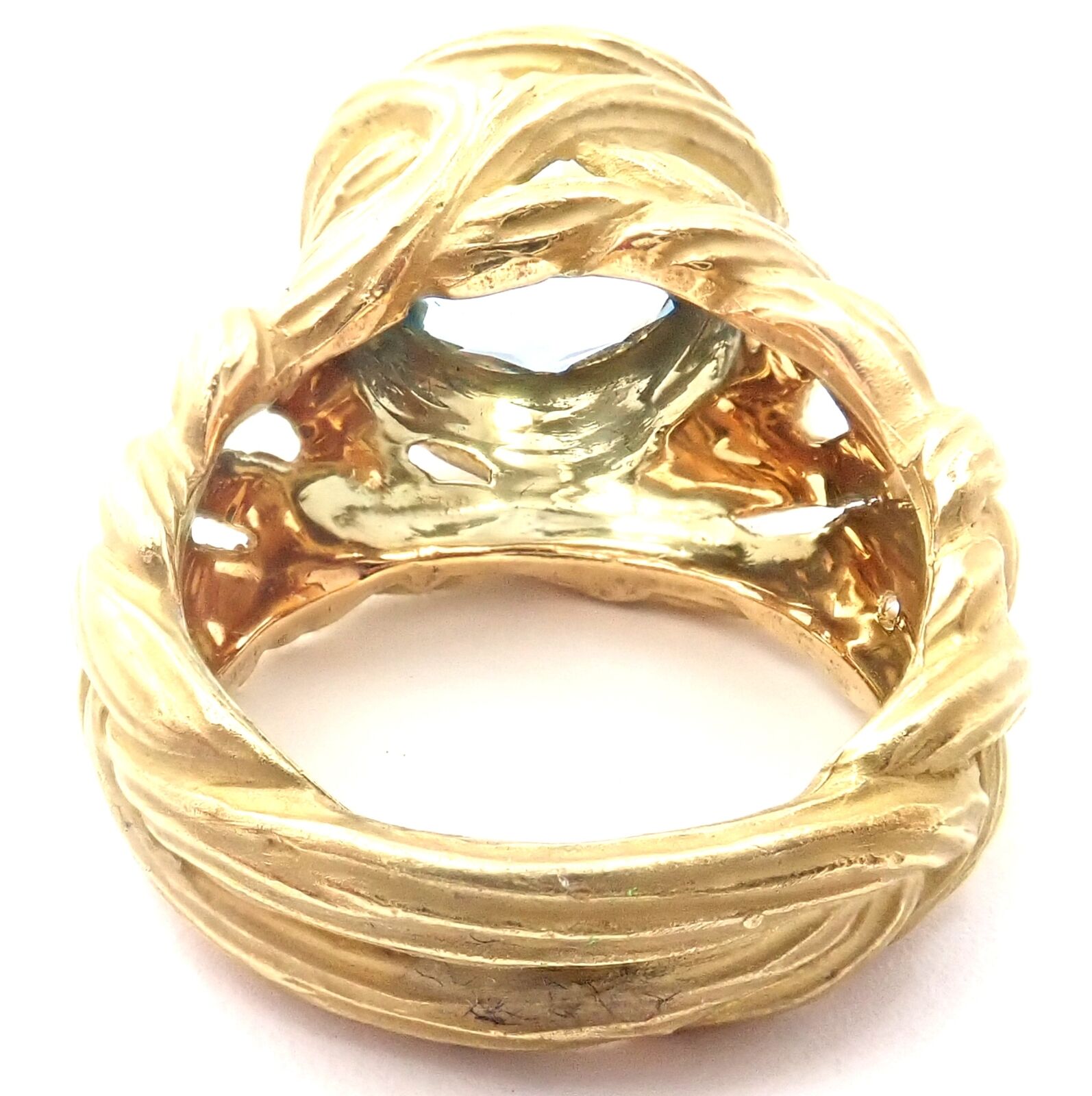 Authentic Angela Cummings 18k Yellow Gold Large Aquamarine Ring - Elegant Statement Jewelry for Weddings, Anniversaries & Special Occasions