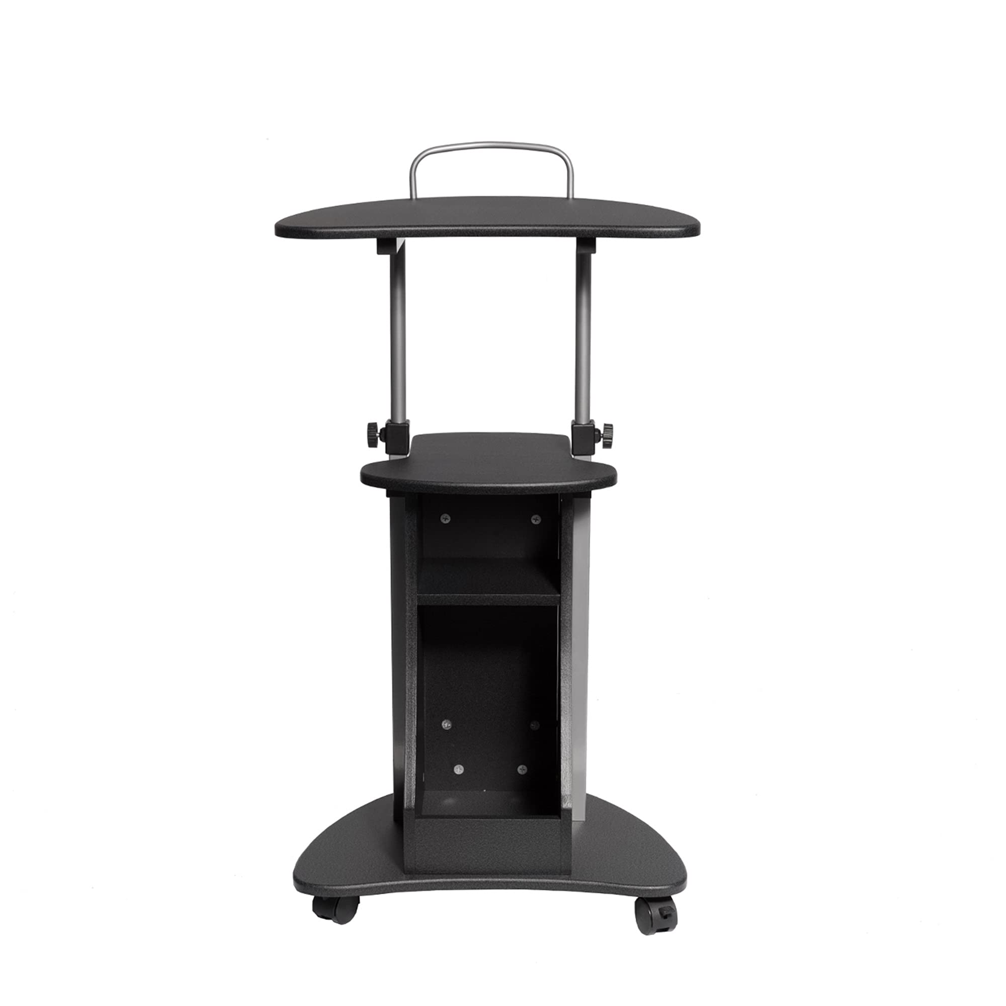 Adjustable Height Rolling Laptop Cart with Storage - Easy to Assemble Sit to Stand Mobile Desk for Home & Office (Graphite Black) | Perfect for Workstations, Classrooms & Small Spaces