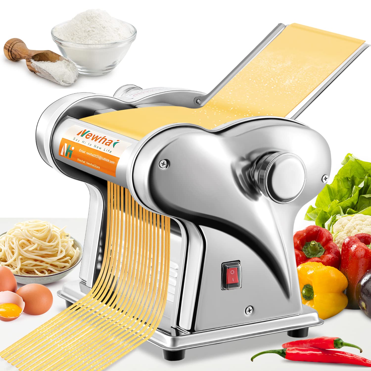 Premium Electric Pasta Maker Machine - Stainless Steel Noodle Maker with 1.5mm Round & 4mm Flat Cutters | 135W Dough Roller Press for Homemade Spaghetti, Fettuccine & More | Perfect for Italian Cooking, Family Meals & Restaurant-Style Dishes at Home