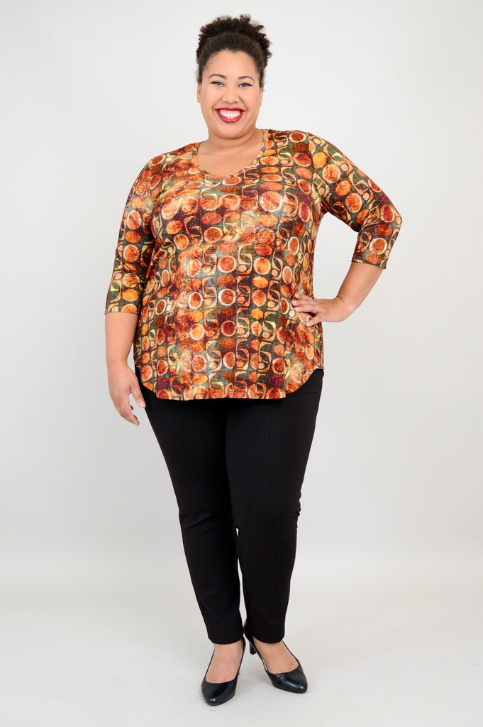 Jackie 3/4 Sleeve Women's Blouse - Walnut Brown Bamboo Fabric - Perfect for Casual Wear, Office & Summer Outfits
