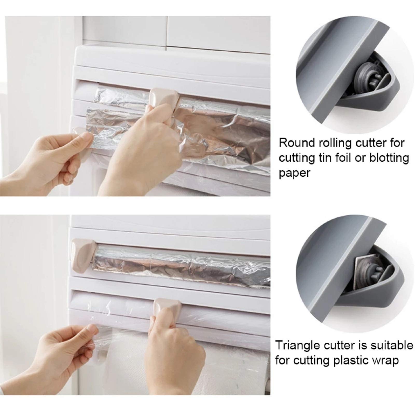 Stainless Steel Wall-Mounted Paper Towel Holder & Plastic Wrap Dispenser - Space Saving Kitchen Organizer for Paper Towels, Foil, Cling Wrap - Perfect for Kitchen, Bathroom, Pantry Organization