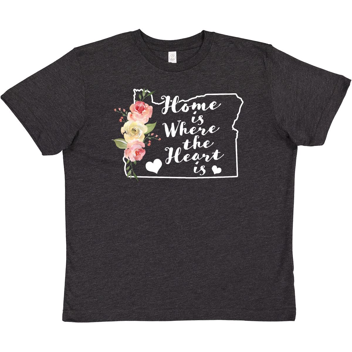 Oregon Home is Where The Heart is Watercolor Floral Youth T-Shirt | Soft Cotton Kids Tee for Casual Wear & Family Outings