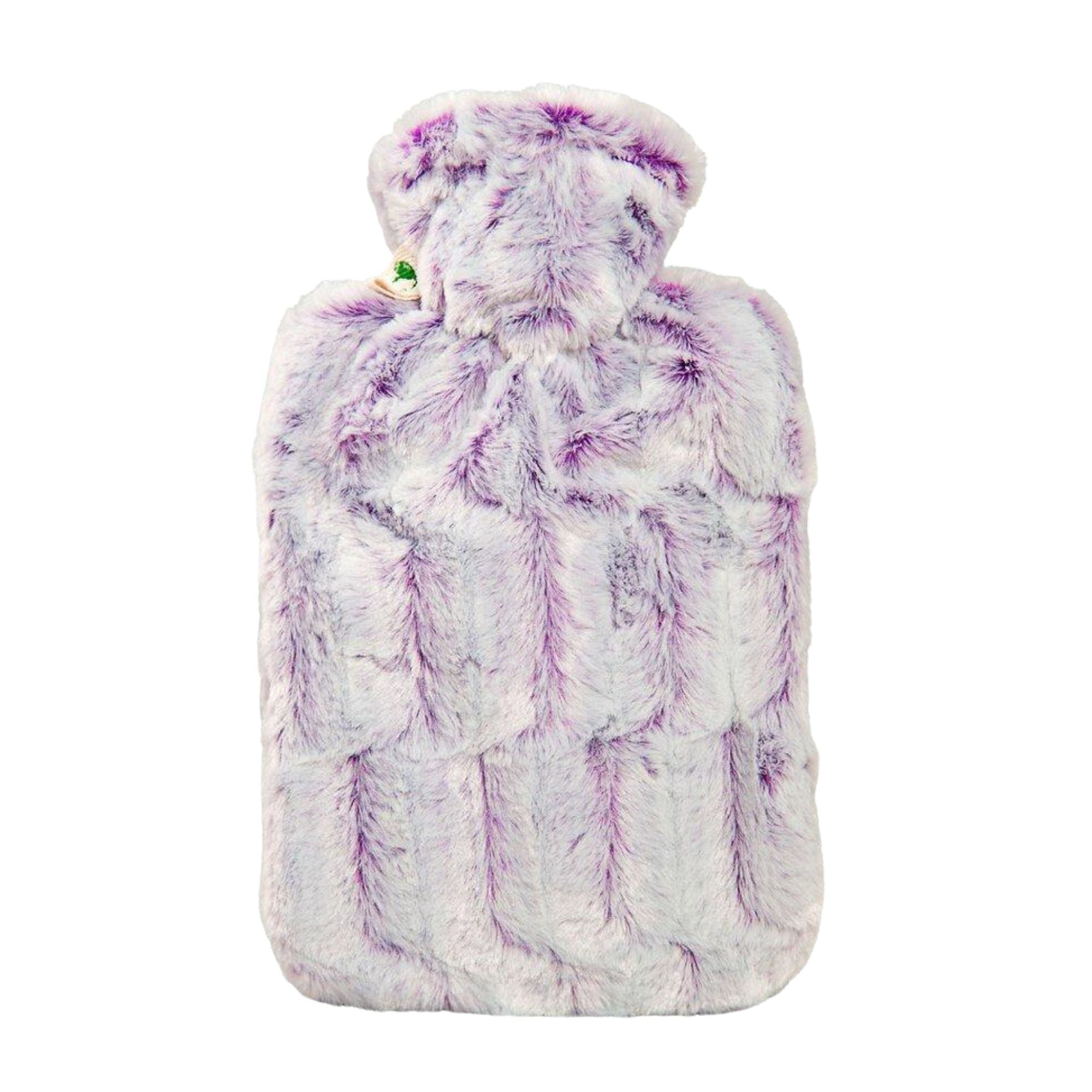 1.8L Hot Water Bottle with Lilac & Silver Faux Fur Cover - Rubberless, Leak-Proof for Pain Relief, Warmth & Comfort - Perfect for Cold Nights, Period Cramps & Cozy Relaxation