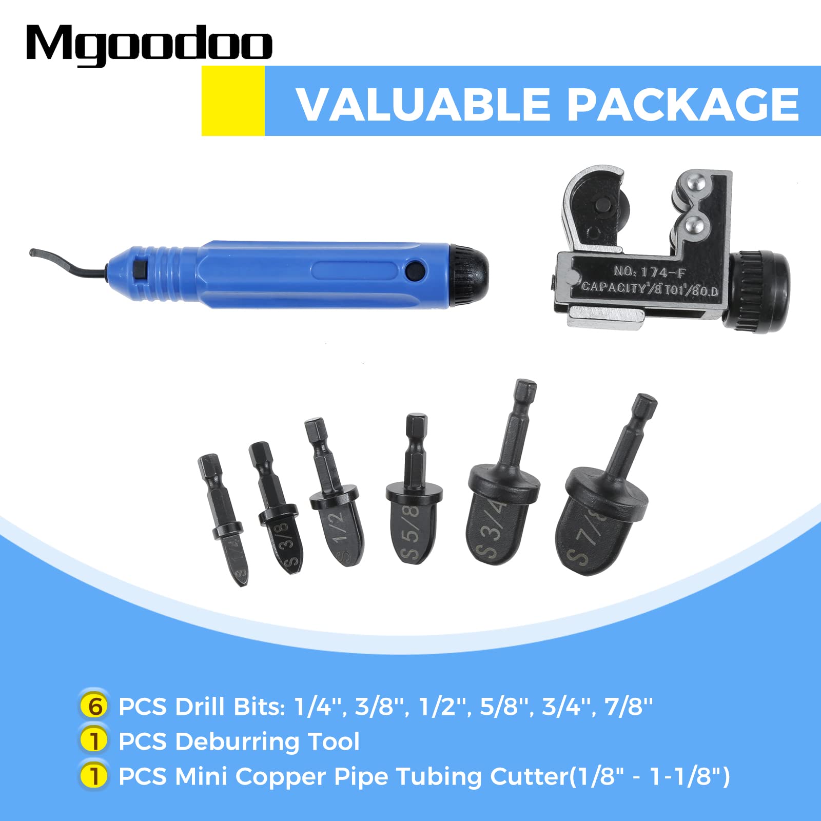 8-Piece HVAC Repair Tool Kit - Copper Tube Swage Tool, Expander Drill Bit Set, Pipe Cutter & Deburring Tool for AC, Refrigeration & Plumbing (Works on Copper, Aluminum & Thin Stainless Steel) - Perfect for HVAC Technicians, DIY Home Repairs & Professional Installations