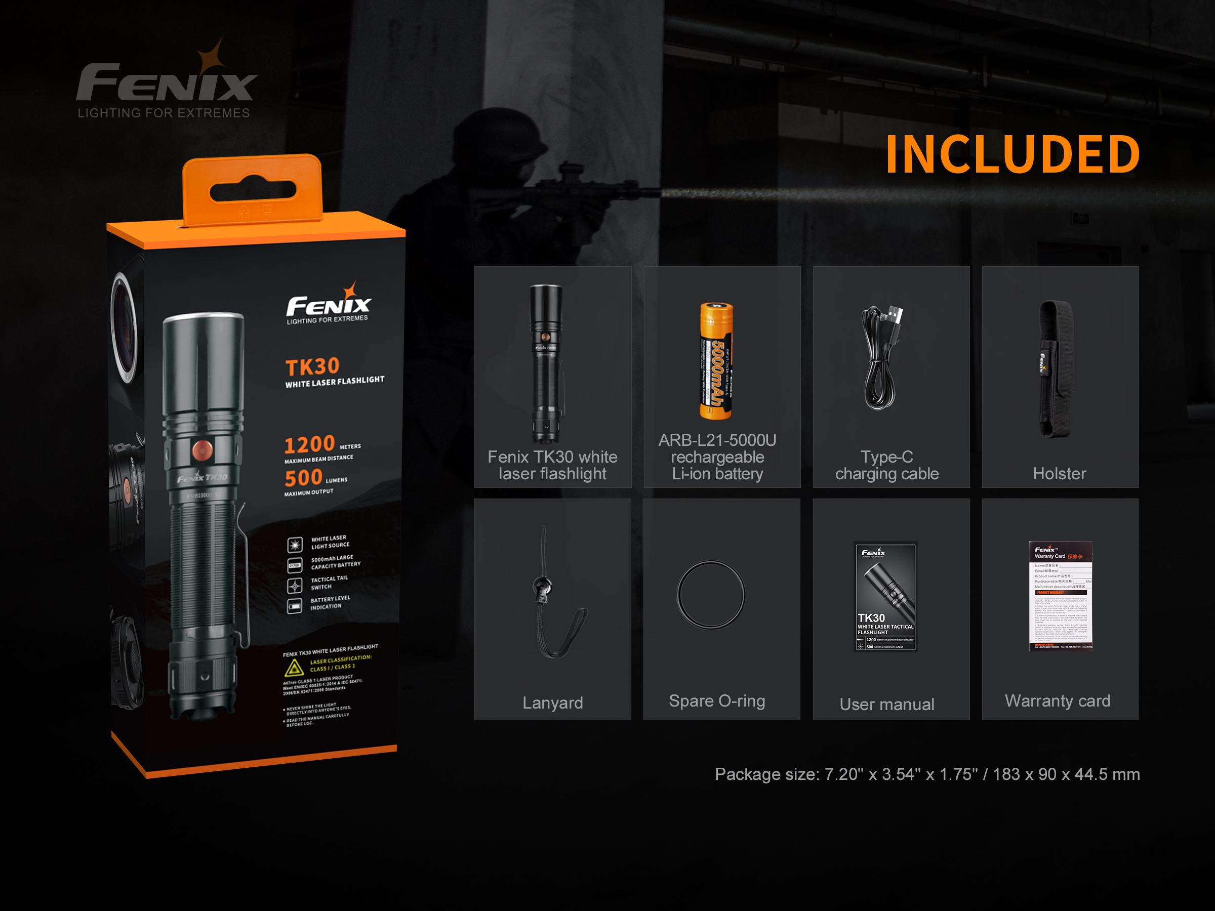 Fenix TK30 Ultra Bright White Laser LED Flashlight - 2000 Lumens, Long Range Beam, Rechargeable - Perfect for Camping, Hiking, and Outdoor Adventures