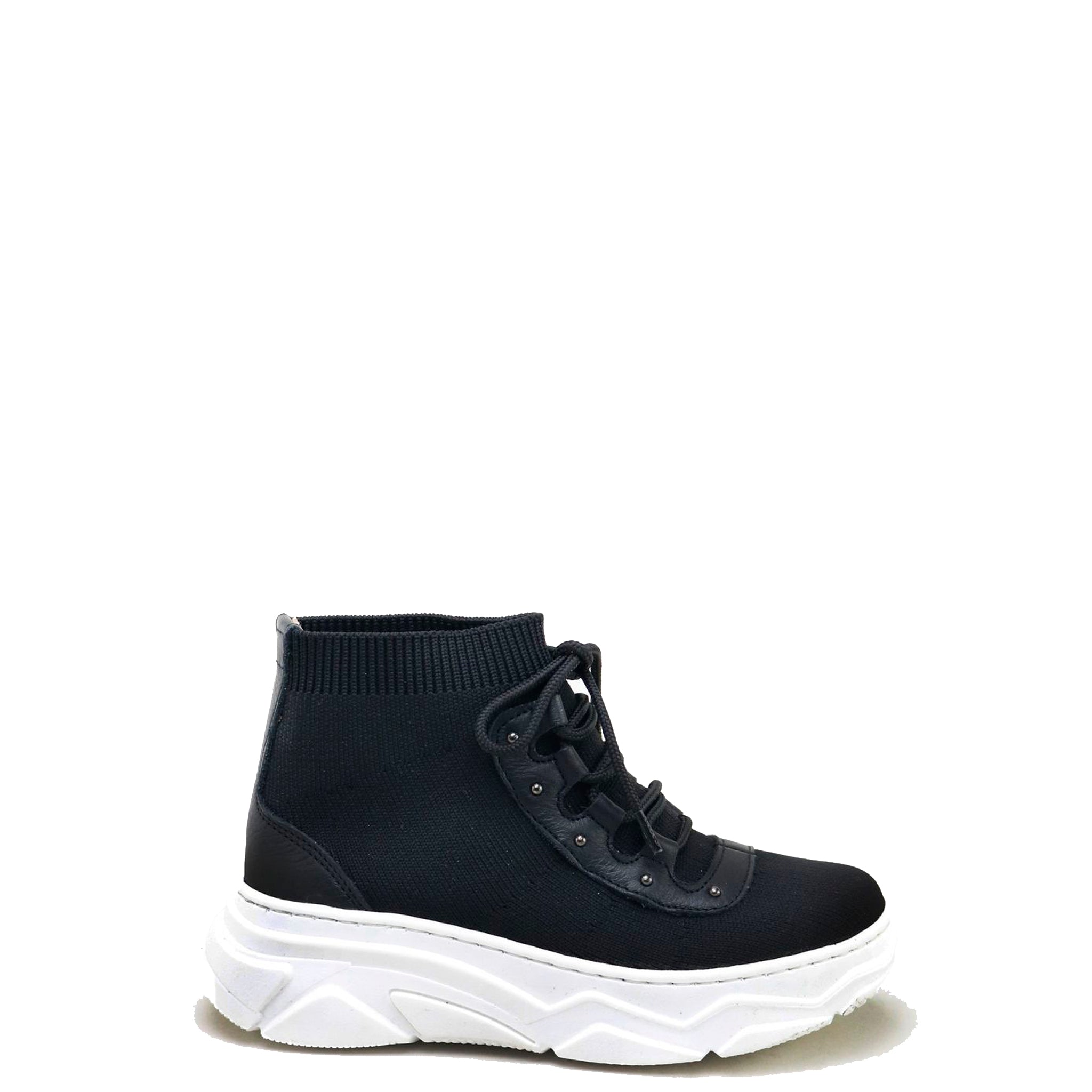 Black Patent Leather Ankle Booties with Sock Lace Design - Stylish Women's Chunky Heel Chelsea Boots for Casual Outfits, Work & Date Night