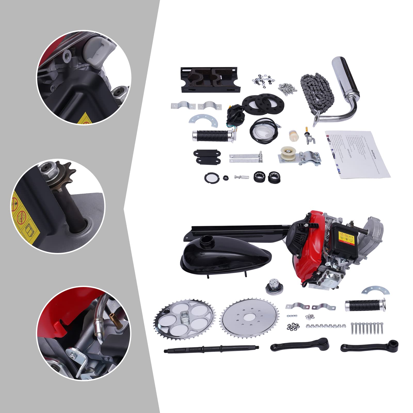 49CC 4-Stroke Gas Engine Kit for Motorized Bicycle - TBVECHI Petrol Bike Motor Conversion Kit - Perfect for DIY Bike Motorization & Commuting