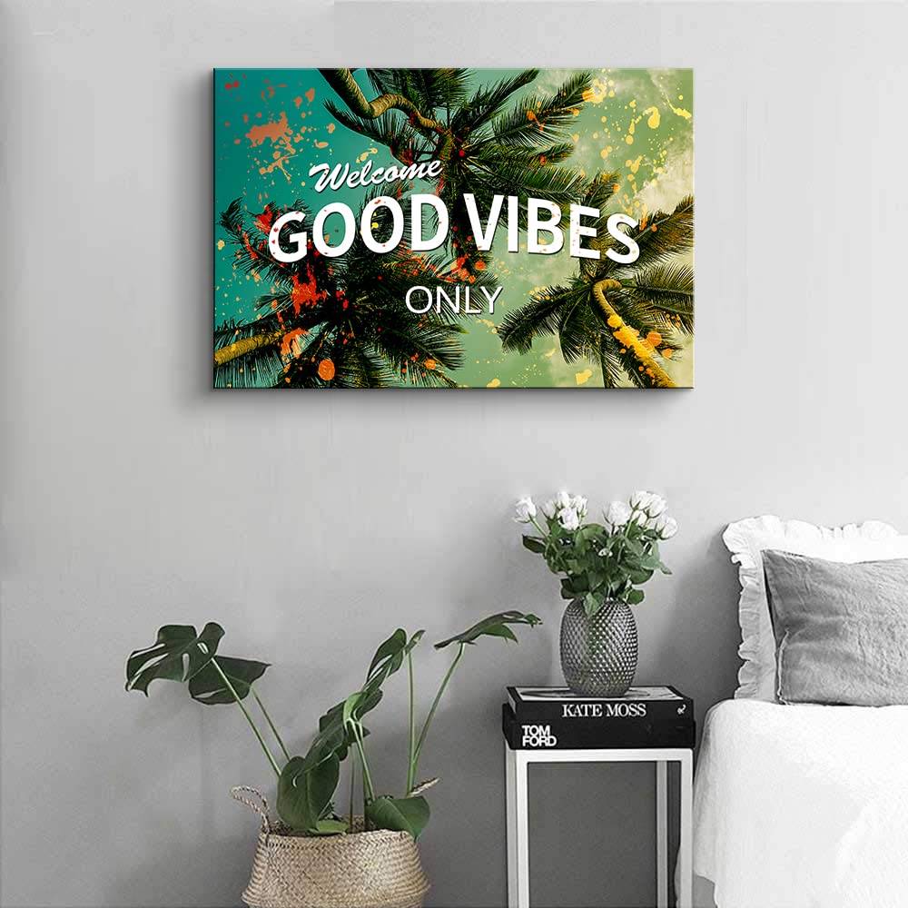 Motivational Poster - Welcome Good Vibes Only - Inspirational Office Wall Decor with Positive Quote - 12x18 Inch - Perfect for Home Office, Work Desk & Classroom Decor to Boost Productivity