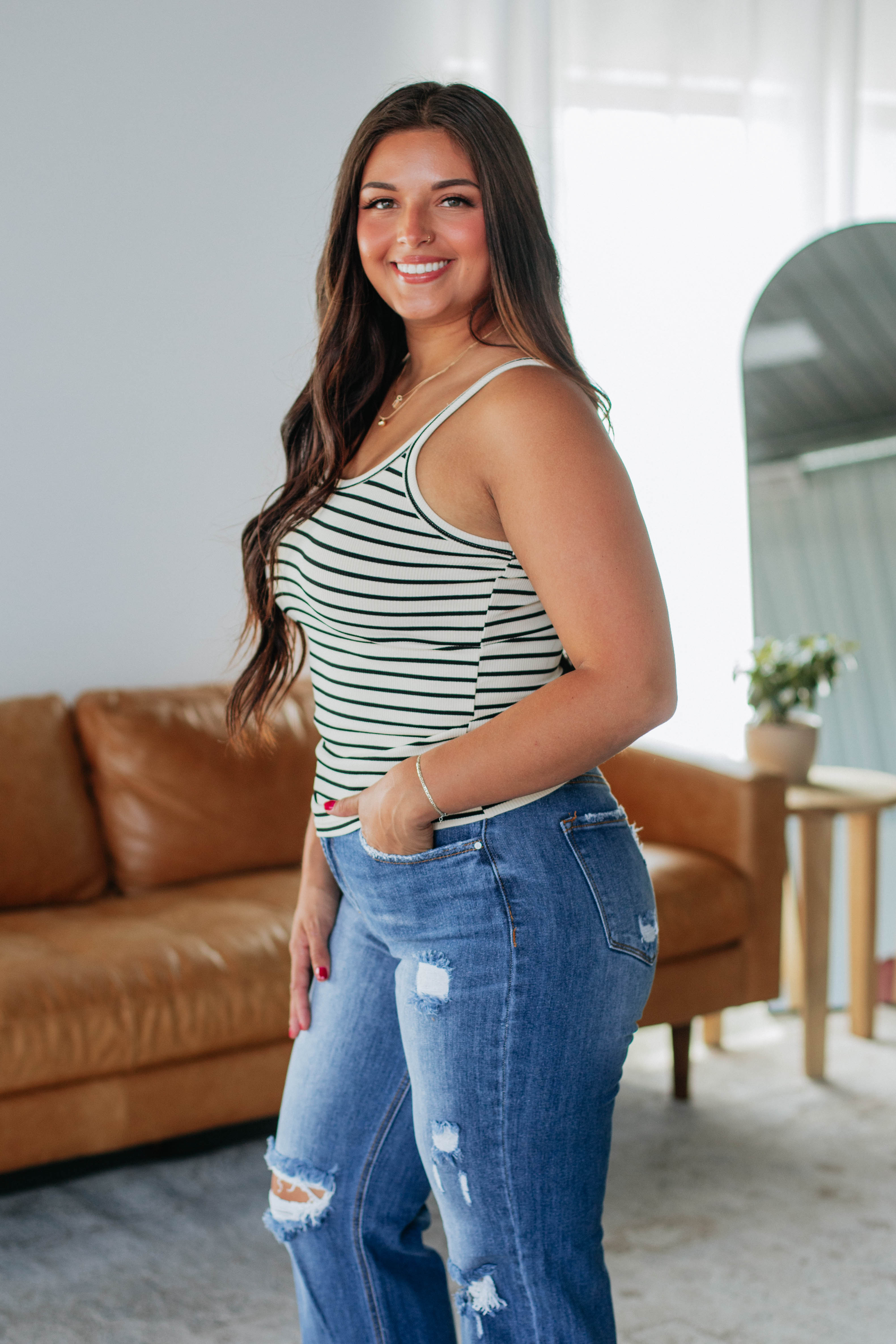 Charmaine Striped Tank Top for Women - Soft & Comfortable Summer Sleeveless Shirt - Perfect for Beach, Gym, and Casual Wear