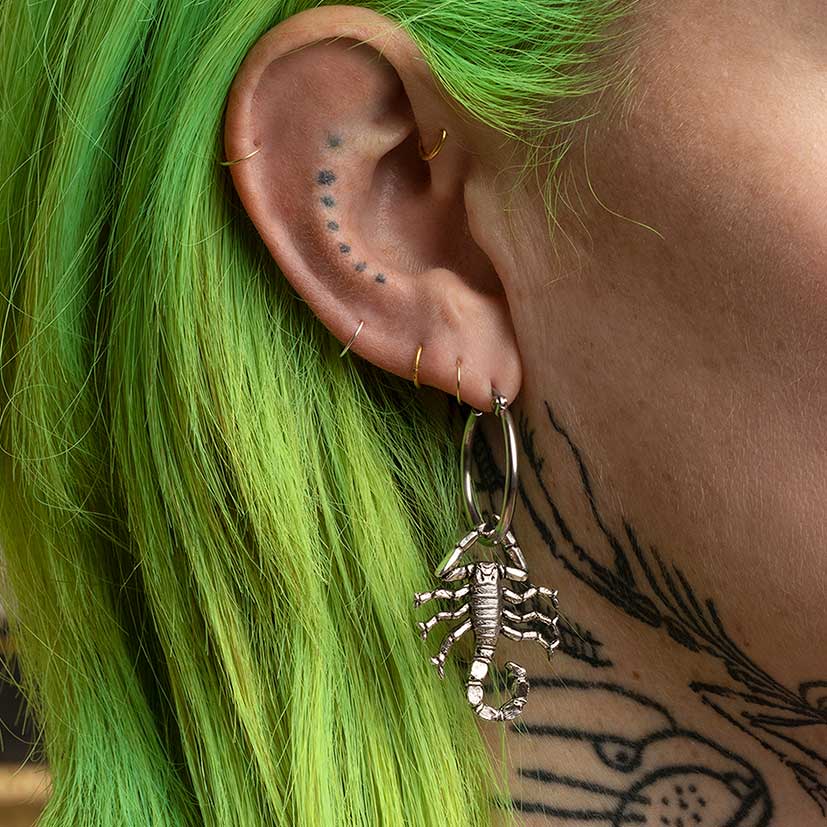 NOXIOUS Scorpion Hoop Earrings - Sterling Silver Gothic Jewelry for Women, Punk Style Accessories | Perfect for Halloween, Costume Parties & Alternative Fashion