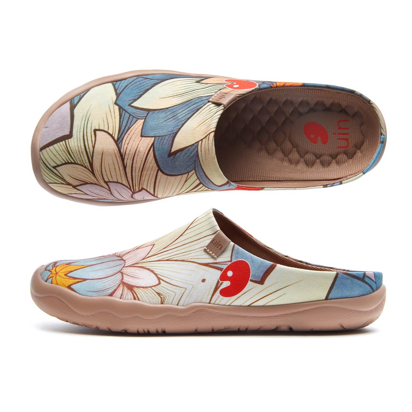 UIN Women's Slip-On Mules - Comfortable Lightweight Clogs with Wide Toe & Artistic Paint Design - Malaga Series Casual Shoes for Travel, Walking & Everyday Wear