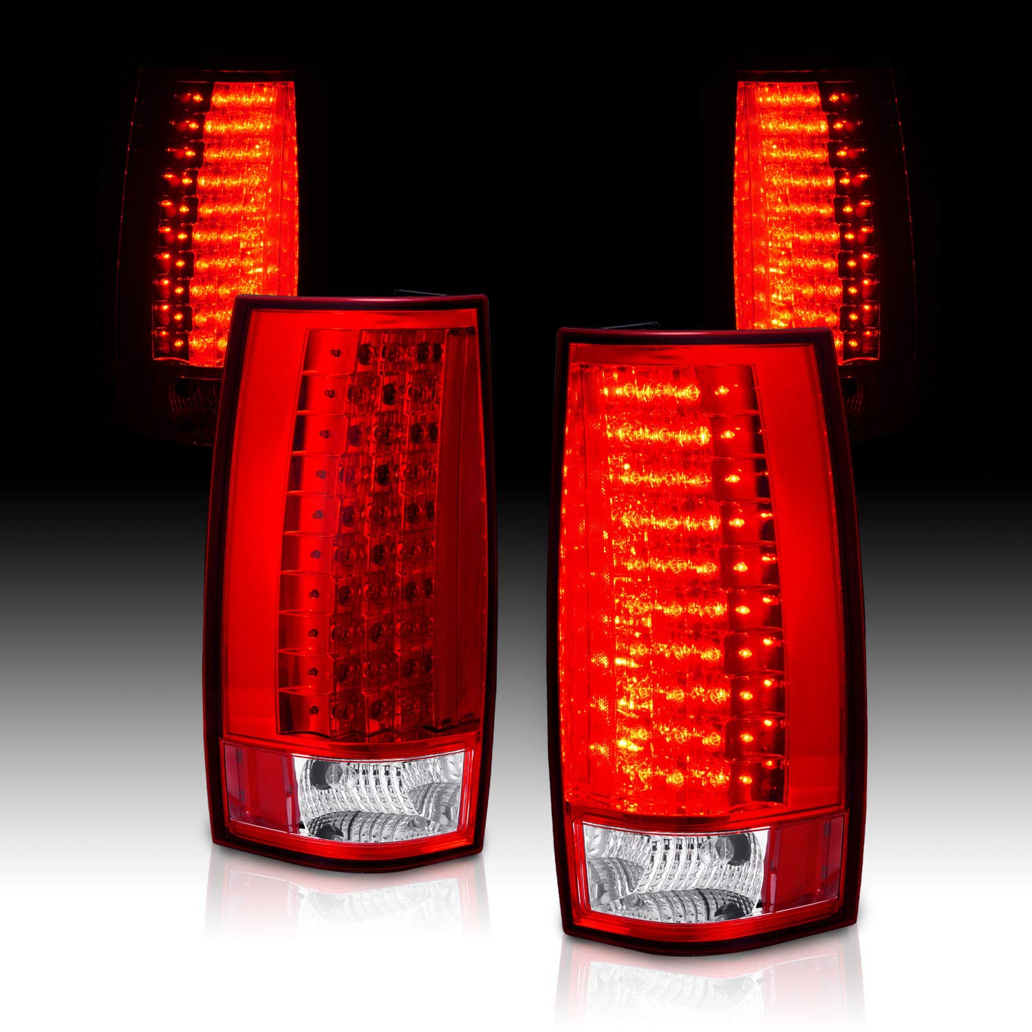 2007-2014 Chevy Tahoe Suburban GMC Yukon XL LED Tail Lights Assembly Pair - Rosso Red Replacement for Passenger & Driver Side | Enhanced Visibility & Style Upgrade