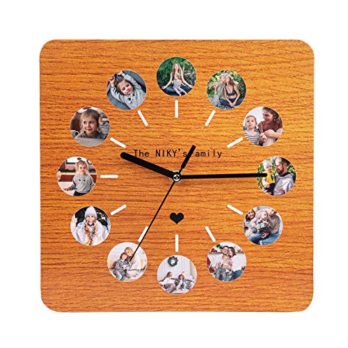 12 Photo Wooden Clock