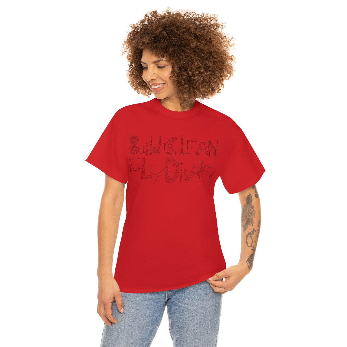 Build Clean Fly Dirty T-Shirt - Black Logo Graphic Tee for Men & Women | Casual Streetwear, Gym, Workout, and Everyday Wear
