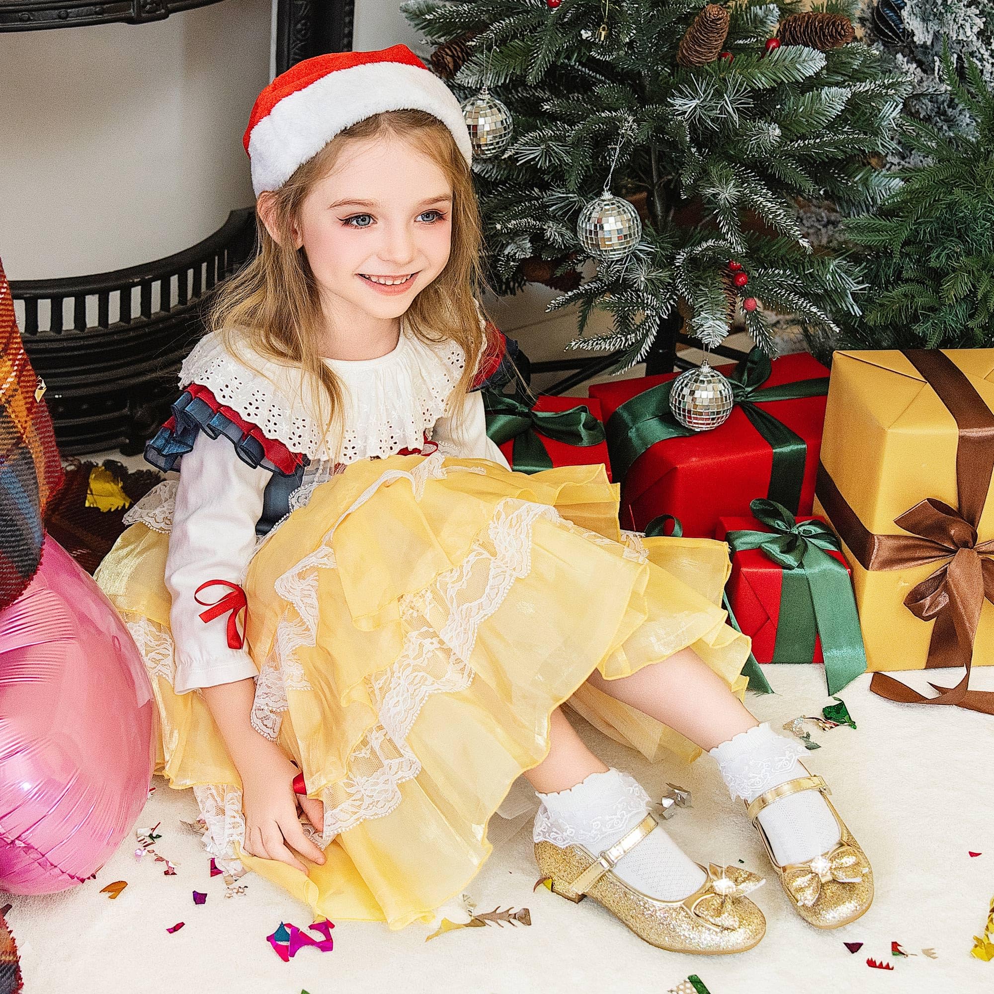 Furdeour Girls Mary Jane Dress Shoes - Glitter Princess Heels for Toddler & Kids - Perfect for Weddings, Flower Girl & Bridesmaid Outfits
