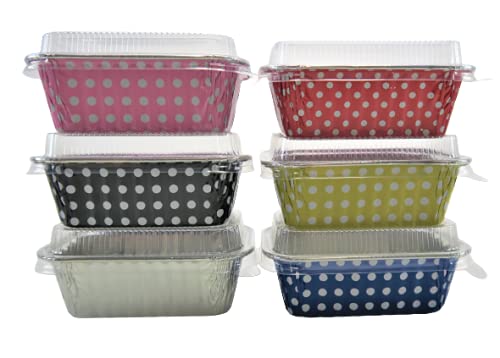 KitchenDance 6 oz Disposable Aluminum Mini Loaf Pans - 12 Pack with Lids for Baking, Cooking & Meal Prep - Perfect for Individual Desserts, Breads & Party Snacks