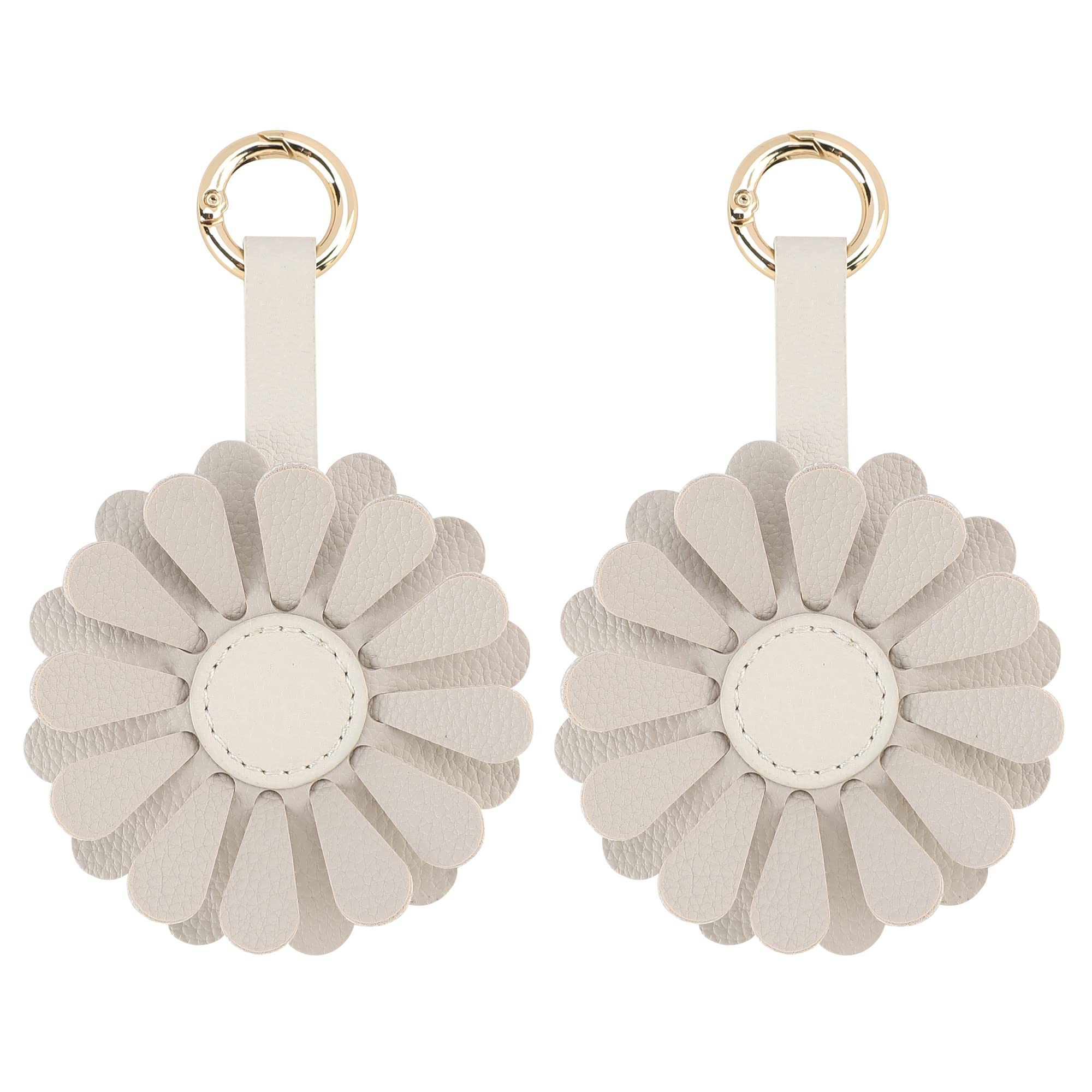 2 Pack Flower Air Tag Keychain Holder for Apple AirTags - Leather Cover Case with Secure Design | Perfect for Keys, Wallets, Backpacks & Luggage Tracking