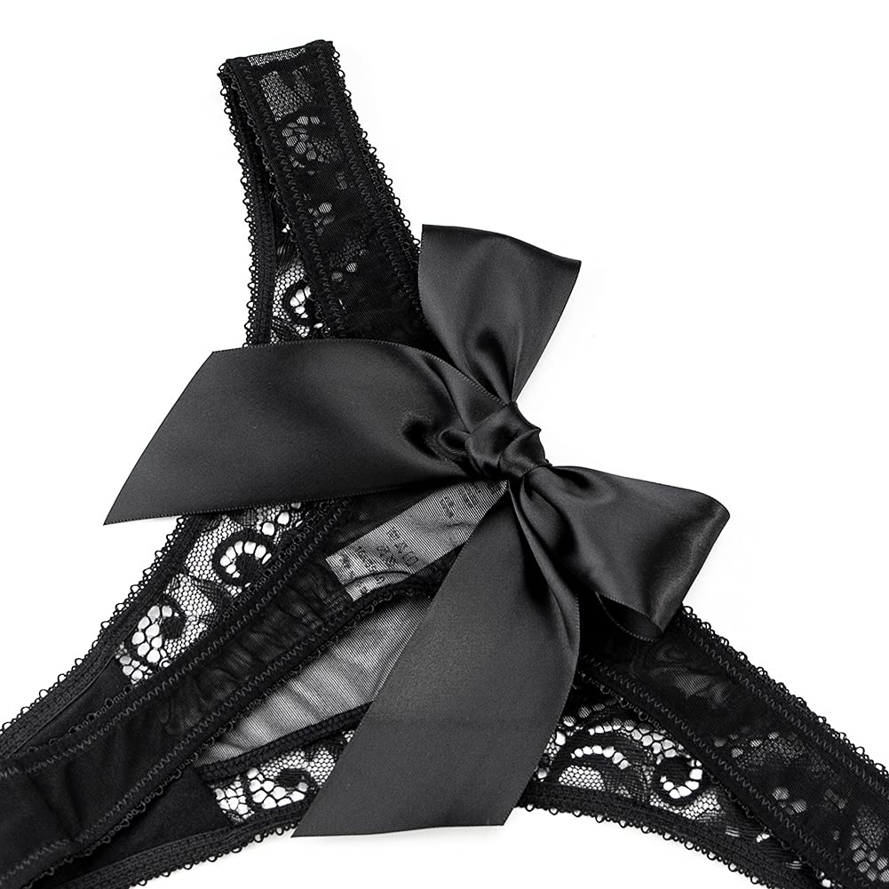 Sexy Women's Push Up Lace Bra & Thong Set with Garters & Stockings - 4 Piece Lingerie Set for Valentine's Day, Bridal, Romantic Nights & Special Occasions