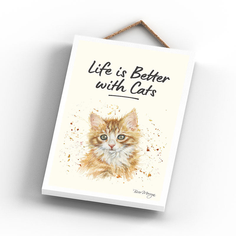 Nutmeg Life is Better with Cats Hanging Sign - Cute Cat Themed Wall Decor for Home, Office & Gifts - Perfect for Cat Lovers & Pet Owners